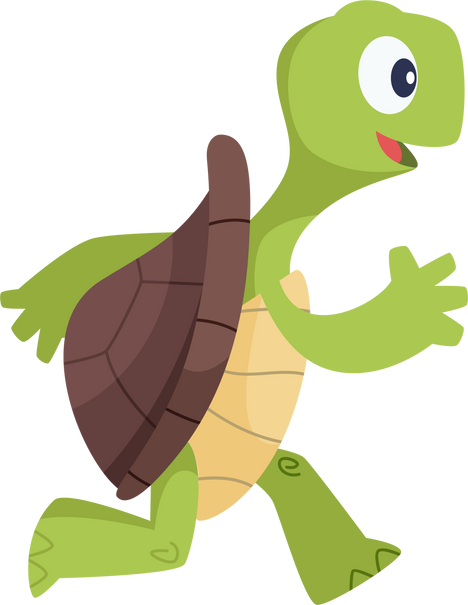 Cartoon turtles. Happy funny animals running tortoise vector